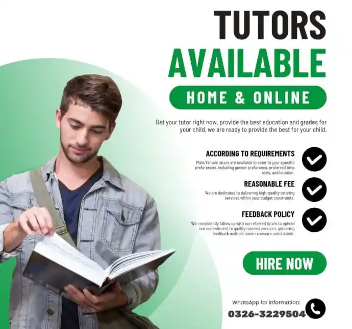 Male-Female Home tutors valancia Town Lahore Home tutors valancia Town Lahore